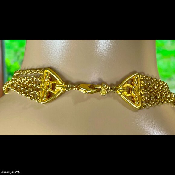 ▪️VTG▪️LCI▪️LIZ CLAIBORNE▪️Gold-Tone Multi-Strand Pendant & Bead Necklace - Picture 4 of 6